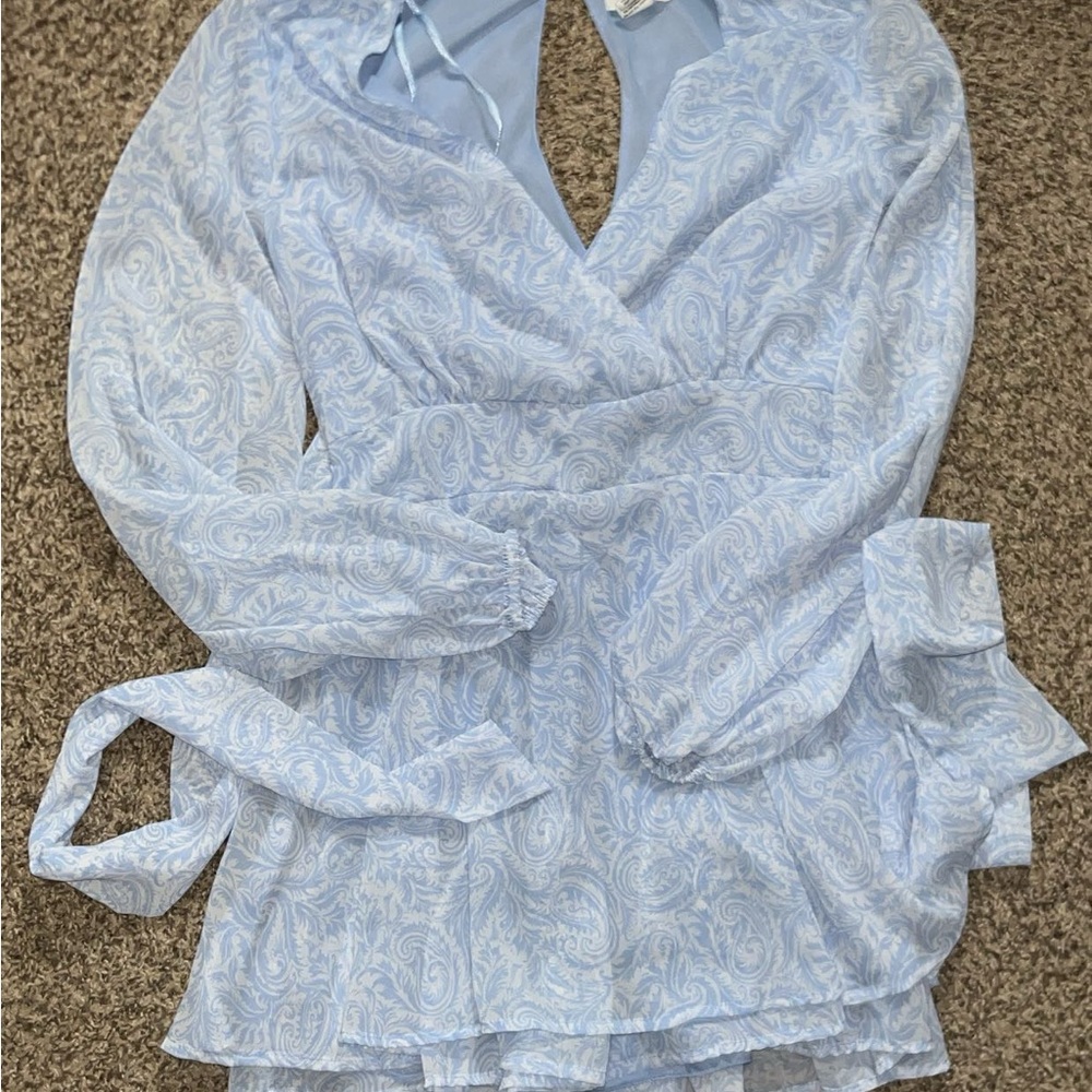 Jessica Light Blue Paisley Blouse